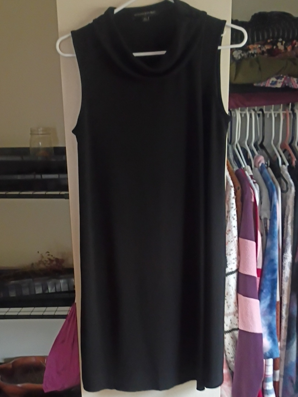 Banana Republic Sleeveless Black Cowl Neck Shift Dress